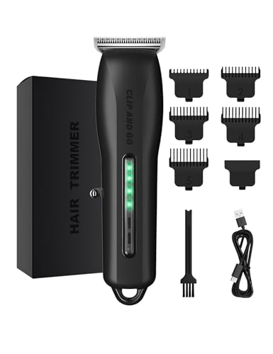 Cordless Beard Trimmer for Men.Rechargeable Mens Hair Clippers. Professional Electric Barber Clippers. Zero Gapped Beard Trimmer Kit with 5 Guide Combs for Home Use
