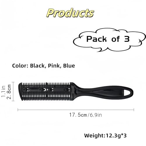 Razor Comb Hair Razors for Cutting Hair with Double Edge 3 Pcs Split Ends Hair Trimmer Hair Cutting Razor Combs Tools Hair Thinning Scissors for Women and Men. Thinning Shears for Hair Cutting Tool