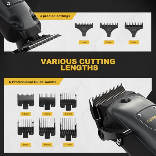 SUPRENT Hair Clippers for Men Professional. USB-C Rechargeable Cordless Clippers for Hair Cutting. Mens Hair Clippers and Trimmer Kit for Barber with LED Display for Barbers & Home Use