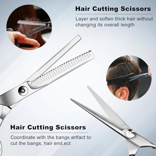 41A1oCDygcL.jpg Sirabe 9 PCS Hair Cutting Scissors Thinning Shears Kit. Professional Haircut Scissors Set. Barber Hairdressing Texturizing Shears Tools for Salon Home Men Women Kids Adults Pet
