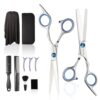 Haircut Scissors Kit. 11 Pcs Professional Set - Haircut. Thinning Scissors. Neck Duster Brush. Comb. Barber Cape. Hair Clips. Hairdressing Shears for Barber and Home
