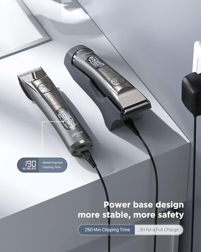 opove H5 Hair Clippers for Men. Professional Cordless Clippers with 250min Runtime & Smart LCD. Quiet Hair Trimmer. Perfect for Kids. Bearded Men. Women & Barbers (Black Gift Boxed)