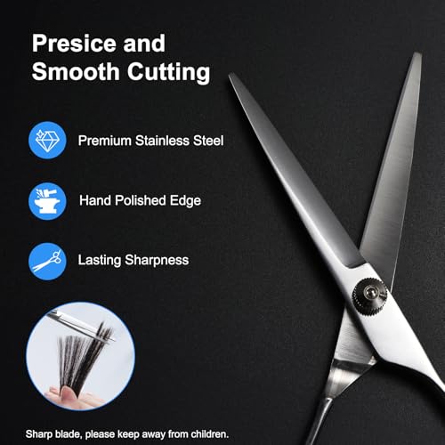 Hair Cutting Scissors. 6.5 Stainless Steel Barber Haircut Shears for Men/Woman. Professional Trimming Scissors Kit for Salon and Home Use. Sharp Edge for Precise Cutting