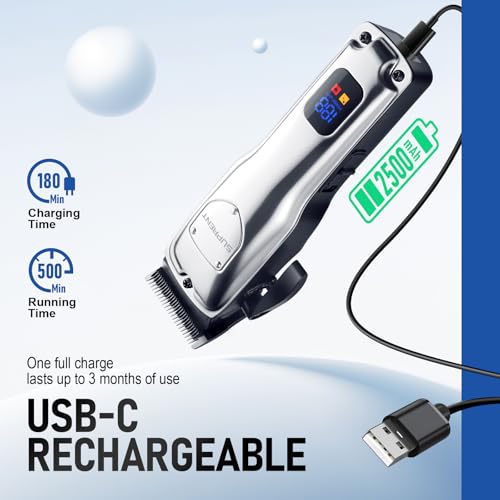 SUPRENT Cordless Hair Clippers for Men Professional Hair Cutting Trimmer with LED Display Trimmer for Barbers & Home Use