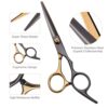 Hair Cutting Scissors Kit. Hair Scissors Professional Haircut Scissor with Stainless Steel Barber Shears. Thinning Shears. Haircut Accessories in Leather Case for Salon/Home- 10PCS Gold Black