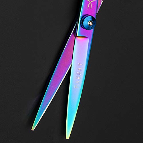 FARRAY 6.5 Professional Hair Cutting Scissors - Japanese Stainless Steel Barber Shears for Salon. Home. All Ages - Ergonomic Handle & Sharp Blades (Aurora color)