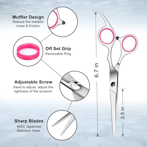 41MrMh5U5L.jpg Sirabe 9 PCS Hair Cutting Scissors Thinning Shears Kit. Professional Haircut Scissors Set. Barber Hairdressing Texturizing Shears Tools for Salon Home Men Women Kids Adults Pet