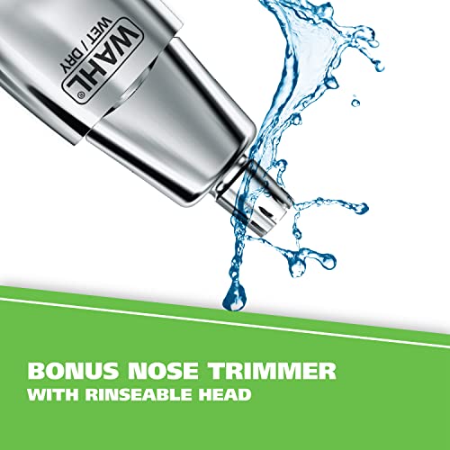 Wahl Groomsman Rechargeable Beard Trimmer kit for Mustaches. Nose Hair. and Light Detailing and Grooming with Bonus Wet/Dry Battery Nose Trimmer – Model 5622v
