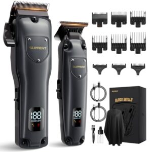 SUPRENT Hair Clippers for Men Professional. USB-C Rechargeable Cordless Clippers for Hair Cutting. Mens Hair Clippers and Trimmer Kit for Barber with LED Display for Barbers & Home Use