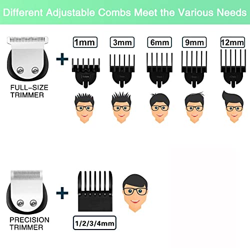 Brightup Beard Trimmer for Men - Electric Razor & Shaver. Cordless Hair Clippers Trimmers Set. IPX7 Waterproof Mens Grooming Kit for Shaving Face. Mustache. Body. Ear. Nose Hair Trimmer. Gifts for Men