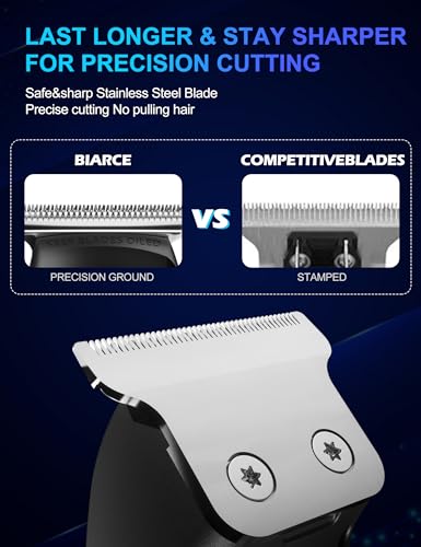 Cordless Beard Trimmer for Men.Rechargeable Mens Hair Clippers. Professional Electric Barber Clippers. Zero Gapped Beard Trimmer Kit with 5 Guide Combs for Home Use