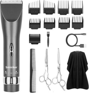 Professional Hair Clippers Cordless Barber Shavers Rechargeable Hair Cutting Kit with 1 Hairdressing Cape 2 Scissors 9 Comb Guides