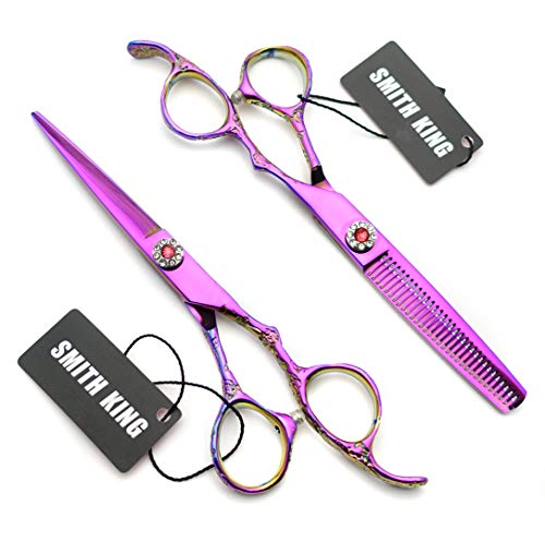 Professional Hair Cutting Scissors Set with Razor Comb Case.Hair cutting shears Hair Thinning shears with rose handle (6.0 inches)
