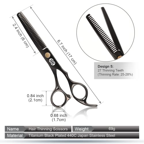 CIICII Hair Cutting Scissors Shears Kit. Professional Hairdressing Scissors Set (Hair Beard Trimming Shaping Grooming Thinning Shears) for Men Women Hairdresser Home Salon Barber Haircut Kit (Black)