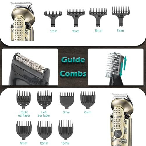 VGR 095 Beard Trimmer for Men. 7 in 1 Waterproof Cordless Hair Clippers and Trimmers Set. Electric Razor Shavers T-Blade Hair Trimmer Grooming Kit for Nose Body Ear Face Mustache. V-103