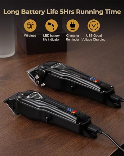 41XTGN521wL.jpg Hair Clippers for Men Professional. Cordless Clipper and Trimmer Set. Clippers for Hair Cutting Kit with Long Battery Life. Electric Hair Trimmer for Family Barber Kids Use (Black)