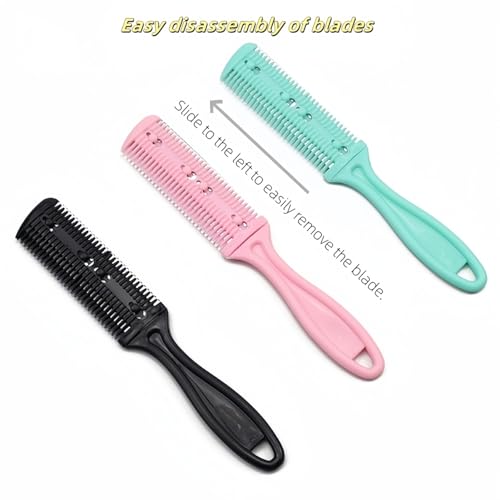 Razor Comb Hair Razors for Cutting Hair with Double Edge 3 Pcs Split Ends Hair Trimmer Hair Cutting Razor Combs Tools Hair Thinning Scissors for Women and Men. Thinning Shears for Hair Cutting Tool