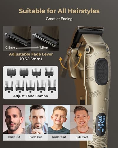 Hair Clippers for Men Professional. Cordless Hair Clippers for Hair Cutting. Mens Clippers and Trimmers Set. Electric Hair Trimmer for Men with Package Box