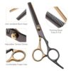 Hair Cutting Scissors Kit. Hair Scissors Professional Haircut Scissor with Stainless Steel Barber Shears. Thinning Shears. Haircut Accessories in Leather Case for Salon/Home- 10PCS Gold Black