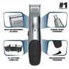 Wahl Groomsman Rechargeable Beard Trimmer kit for Mustaches. Nose Hair. and Light Detailing and Grooming with Bonus Wet/Dry Battery Nose Trimmer – Model 5622v