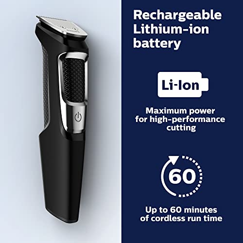Norelco Philips Multigroomer All-in-One Trimmer Series 3000. 13 Piece Mens Grooming Kit. for Beard. Face. Nose. and Ear Hair Trimmer and Hair Clipper. NO Blade Oil Needed. MG3750/60