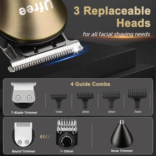 Ufree Hair Clippers for Men Professional with Beard Trimmer. Barber Clippers and Trimmers Set. Electric Razor Shavers for Men. Cordless Mens Grooming Kit for Nose. Face. Hair. Gifts