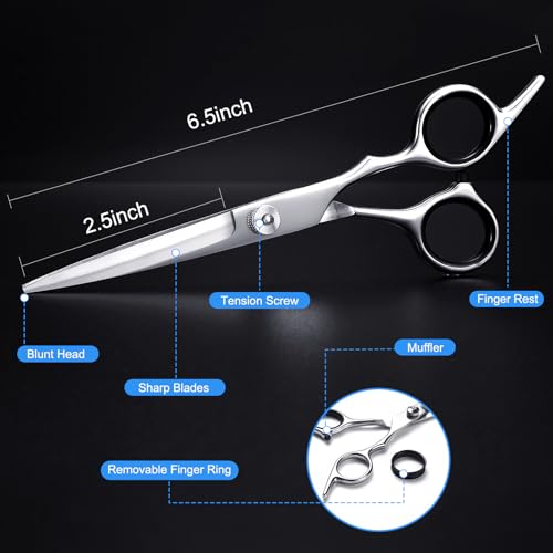 Hair Cutting Scissors. 6.5 Stainless Steel Barber Haircut Shears for Men/Woman. Professional Trimming Scissors Kit for Salon and Home Use. Sharp Edge for Precise Cutting