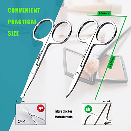 41jtThRaHL.jpg Facial Hair Small Grooming Scissors For Men Women - Eyebrow. Nose Hair. Mustache. Beard. Eyelashes. Ear Trimming Kit - Curved and Rounded Safety Tip Clippers For Hair Cutting - 2PCS Silver