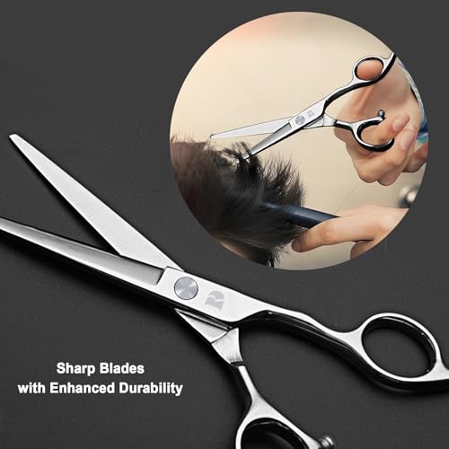 41jwwW-ndSL.jpg Hair Cutting Scissors and Thinning Scissors Kit.6.5 inch Professional Salon Haircut Scissors Kit.Barber Hairdressing Shears Set.Hair Cutting Shears Texturizing Shears (Silver) (Silver)
