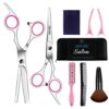 Sirabe 9 PCS Hair Cutting Scissors Thinning Shears Kit. Professional Haircut Scissors Set. Barber Hairdressing Texturizing Shears Tools for Salon Home Men Women Kids Adults Pet