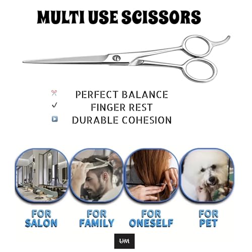 41n76tu5PL.jpg UM Supplies Scissors 7.5 | Premium Barber Shears For Hair Cutting | Multiple Purpose Cutting Scissors | Haircut Scissors For Salon I Women | Mens | kids I Pets