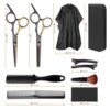 Hair Cutting Scissors Kit. Hair Scissors Professional Haircut Scissor with Stainless Steel Barber Shears. Thinning Shears. Haircut Accessories in Leather Case for Salon/Home- 10PCS Gold Black