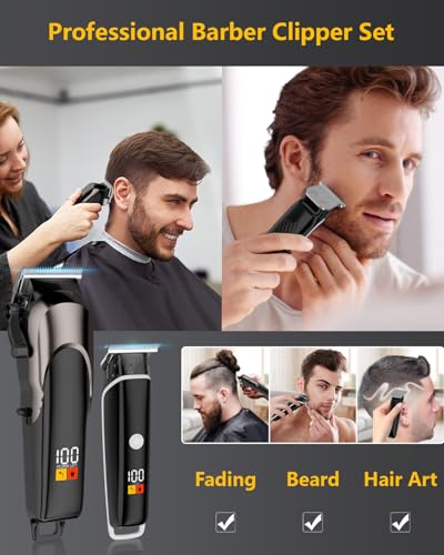 Clippers and Trimmers Set. Cordless Hair Clippers for Men. Women and Children. Professional Barber Clippers Set. for Hair. Beard. Hair Art. Convenient at Home Haircutting.Barber Set Pro