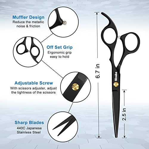 41r62o4z9JL.jpg Sirabe 10 PCS Hair Cutting Scissors Set. Professional Haircut Scissors Kit with Cutting Scissors. Thinning Shears. Comb. Cape. Clips. Black Hairdressing Texturizing Shears Set for Barber. Salon. Home