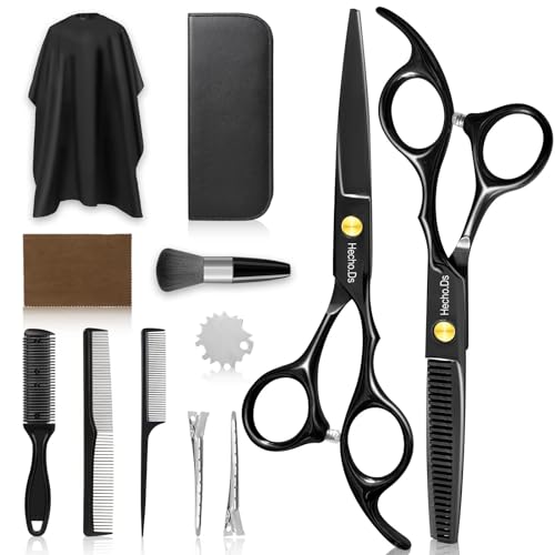 12 PCS Hair Cutting Scissors Kits. Hairdressing Scissors Set.Professional Haircut Scissors Kit with Cutting Scissors.Thinning Shears for Man Woman Adults Kids Home Salon