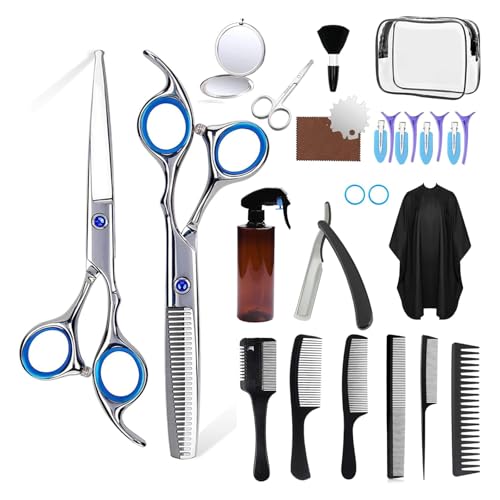 Hair Cutting Scissors Kit.27PCS Professional Stainless-Steel Sharp Barber Professional Hairdressing Shears Set with 6.5 Inch Cutting Scissors.Thinning Shears for Man Woman Adults Kids Home Salon