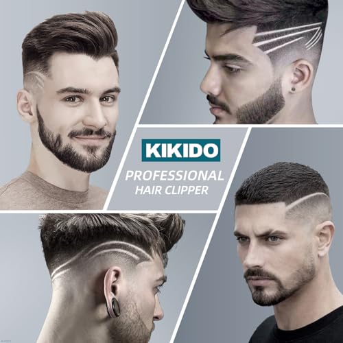 KIKIDO Hair Clippers Professional Cordless for Men. Barber Clippers for Hair Cutting Kit. Wireless LCD Display Hair Trimmers Set. Rechargeable Haircut Machine for Family (Sliver)
