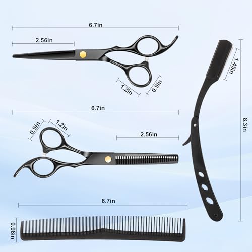 41y0aDknnkL.jpg Hair Cutting Scissors Kit. Professional Barber Shears Set with Hair Scissors Thinning Shears. Tijeras para Cortar Cabello Haircutting Sheers Hair Cut Blending Salon Scissor for Men Women Pet