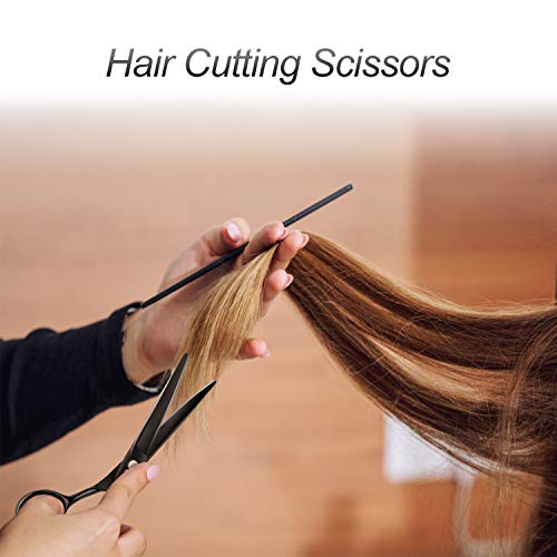 CIICII Hair Cutting Scissors Shears Kit. Professional Hairdressing Scissors Set (Hair Beard Trimming Shaping Grooming Thinning Shears) for Men Women Hairdresser Home Salon Barber Haircut Kit (Black)