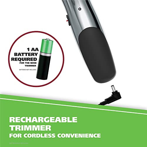Wahl Groomsman Rechargeable Beard Trimmer kit for Mustaches. Nose Hair. and Light Detailing and Grooming with Bonus Wet/Dry Battery Nose Trimmer – Model 5622v