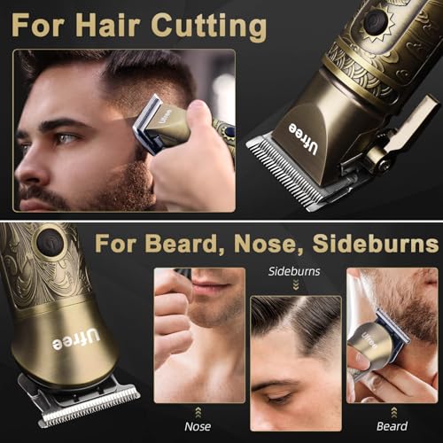 Ufree Hair Clippers for Men Professional with Beard Trimmer. Barber Clippers and Trimmers Set. Electric Razor Shavers for Men. Cordless Mens Grooming Kit for Nose. Face. Hair. Gifts