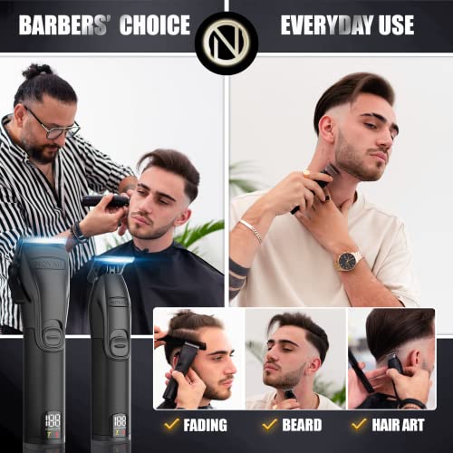 Novah® Professional Hair Clippers for Men. Professional Barber Clippers and Trimmer Set. Mens Cordless Hair Clipper for Barbers Haircut Kit Fade