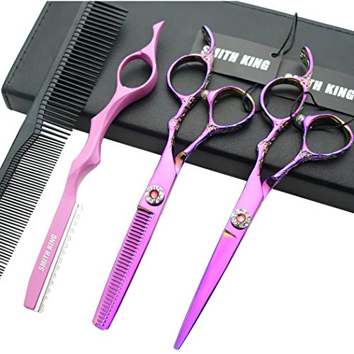 Professional Hair Cutting Scissors Set with Razor Comb Case.Hair cutting shears Hair Thinning shears with rose handle (6.0 inches)