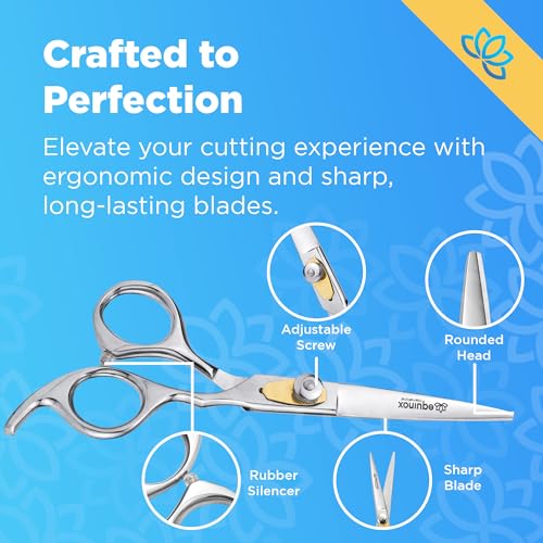 513qLuvlML.jpg Equinox Professional Hair Scissors Set - Premium Barber Kit. Includes Hair Cutting Scissors. Thinning Shears. Straight Razor. Basic Comb. Cleaning Cloth. Oil & Sandpaper - Hair Salon & Barber Supplies