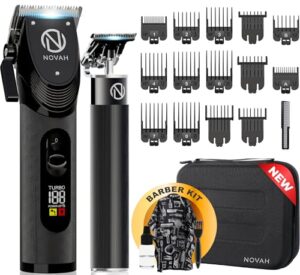 Novah Professional Hair Clippers for Men. Professional Barber Clippers and Trimmer Set. Mens Cordless Clipper. Fade Haircut Kit. Electric Hair Cut Machines