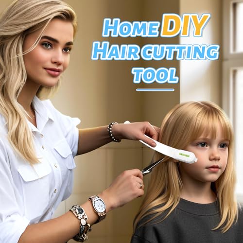 Professional Hair Styling Tools: DIY Layering and Trimming Kit with Clips. Guide for Bangs. Layers. Split Ends - Blue