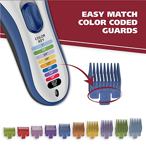 Wahl Color Pro Cordless Rechargeable Hair Clipper & Trimmer – Easy Color-Coded Guide Combs - for Men. Women. & Children – Model 9649P