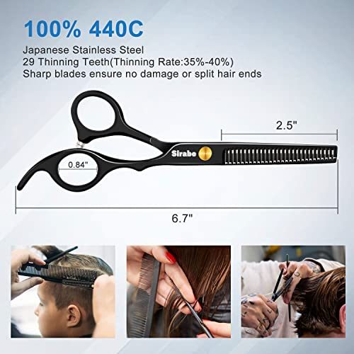 51A-FDOLKL.jpg Sirabe 10 PCS Hair Cutting Scissors Set. Professional Haircut Scissors Kit with Cutting Scissors. Thinning Shears. Comb. Cape. Clips. Black Hairdressing Texturizing Shears Set for Barber. Salon. Home
