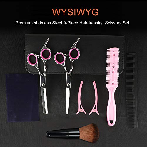 51AZMqROKOL.jpg Sirabe 9 PCS Hair Cutting Scissors Thinning Shears Kit. Professional Haircut Scissors Set. Barber Hairdressing Texturizing Shears Tools for Salon Home Men Women Kids Adults Pet