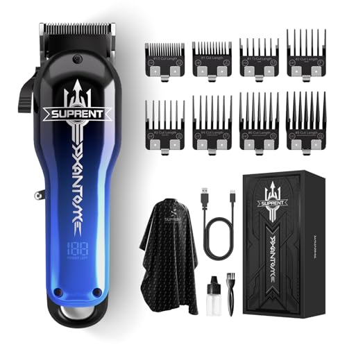 SUPRENT Hair Clippers for Men. Cordless Hair Clippers Set with Type-C Rechargeable. 7000 RPM Powerful Haircutting Clippers